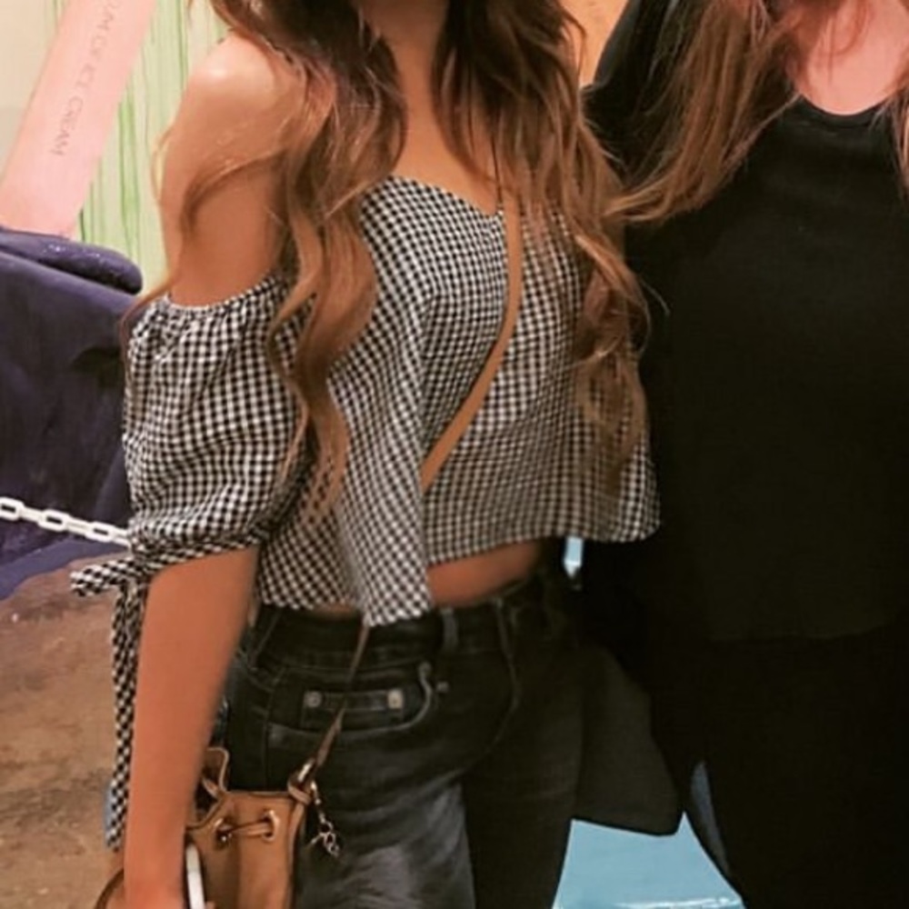 Lulu’s Black and White Gingham Crop Top